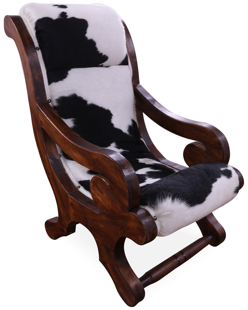 Hair-On Cowhide Handcrafted Reclaimed Wood Chair