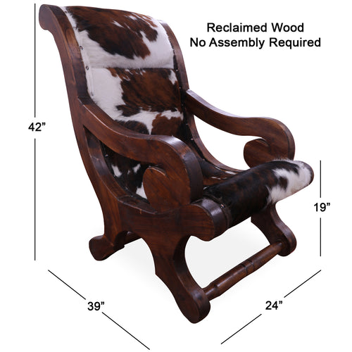Hair-On Cowhide Handcrafted Reclaimed Wood Chair