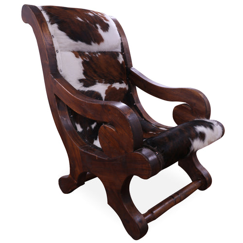 Hair-On Cowhide Handcrafted Reclaimed Wood Chair