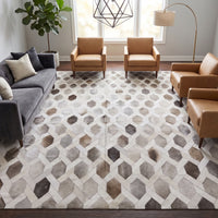 Thumbnail for SUPER SALE Grey & White Patchwork Natural Cowhide Area Rug - 10' 0