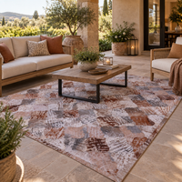 Thumbnail for SUPER SALE Lantern Tile Patchwork Printed Natural Cowhide Area Rug - 6' 8