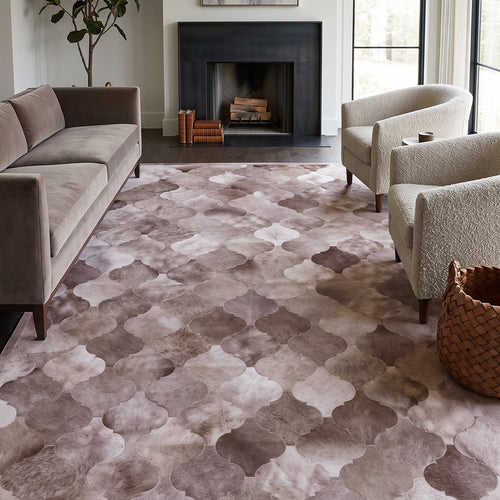 SUPER SALE Lantern Tile Brown Patchwork Natural Cowhide Area Rug - 6' 8