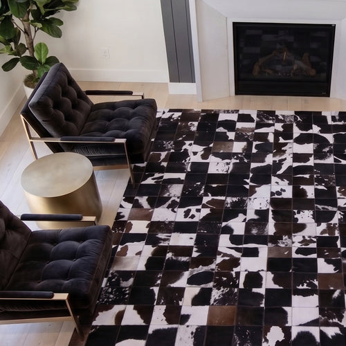 SUPER SALE Brown & White Patchwork Natural Cowhide Area Rug - 5' 0