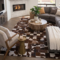 Thumbnail for SUPER SALE Brown & White Patchwork Natural Cowhide Area Rug - 6' 7
