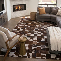 Thumbnail for SUPER SALE Brown & White Patchwork Natural Cowhide Area Rug - 6' 7