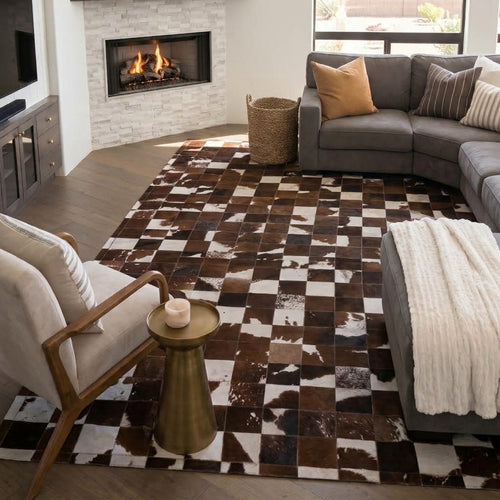 SUPER SALE Brown & White Patchwork Natural Cowhide Area Rug - 6' 7