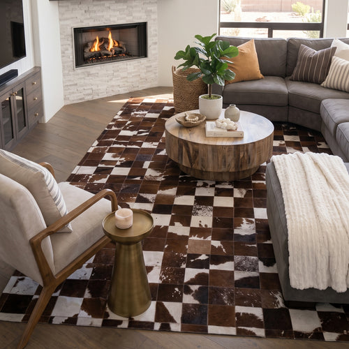 SUPER SALE Brown & White Patchwork Natural Cowhide Area Rug - 6' 7