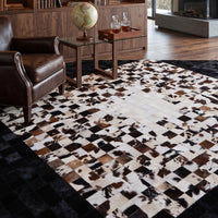 Thumbnail for SUPER SALE Brown & White & Black Patchwork Natural Cowhide Area Rug - 8' 0