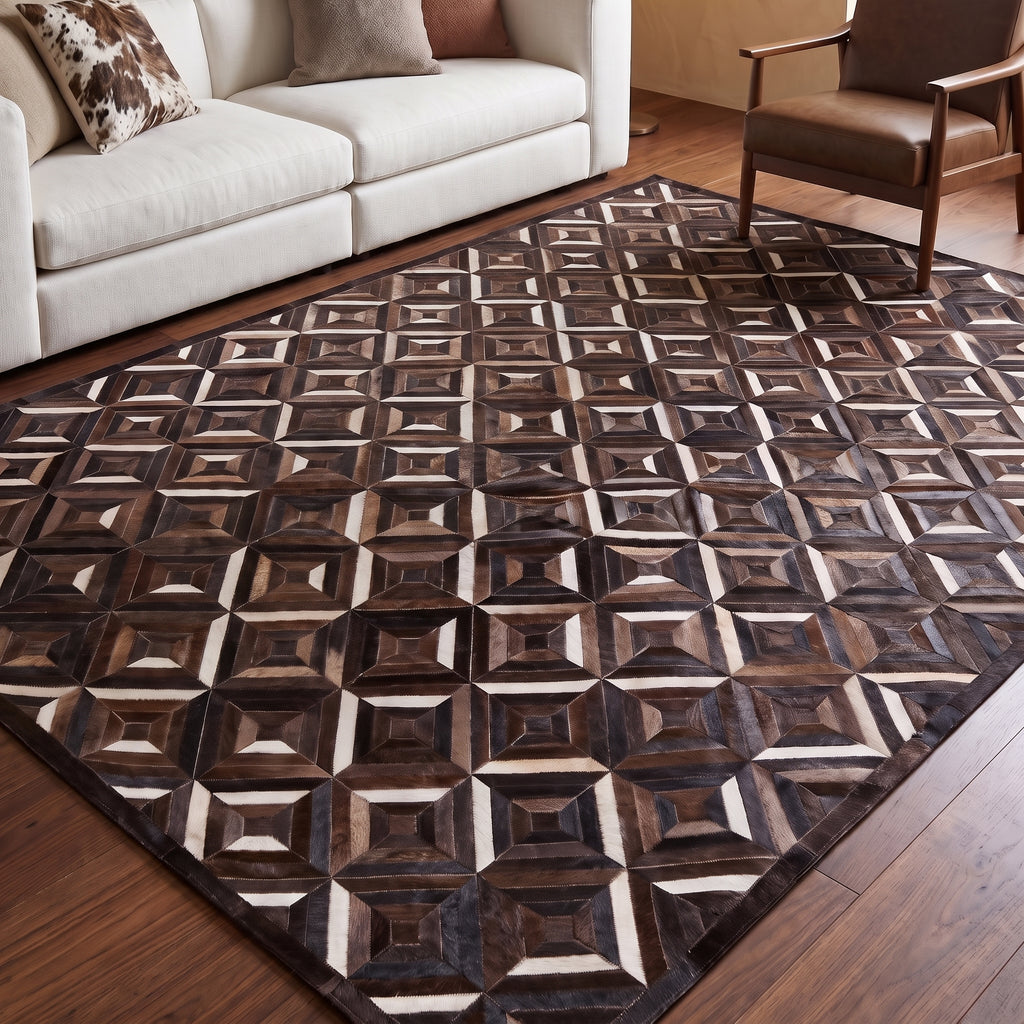 SUPER SALE Brown Patchwork Natural Cowhide Area Rug - 6' 0" x 9' 0"