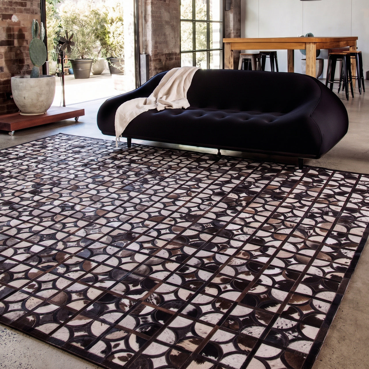 SUPER SALE Brown & White Patchwork Natural Cowhide Area Rug - 9' 0" x 12' 0"