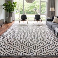 Thumbnail for SUPER SALE Grey & White Patchwork Natural Cowhide Area Rug - 9' 0