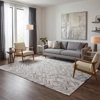 Thumbnail for SUPER SALE Grey Chevron Patchwork Natural Cowhide Area Rug - 6' 0