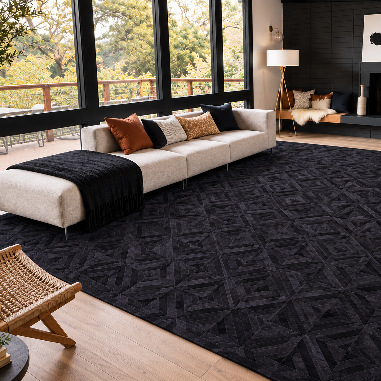 SUPER SALE Black Patchwork Natural Cowhide Area Rug - 8' 0" x 10' 0"