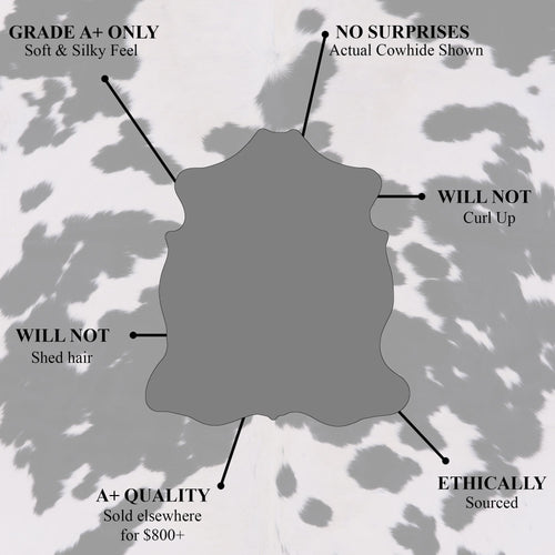 Silver Metallic Natural Cowhide Rug - XX-Large 7'9