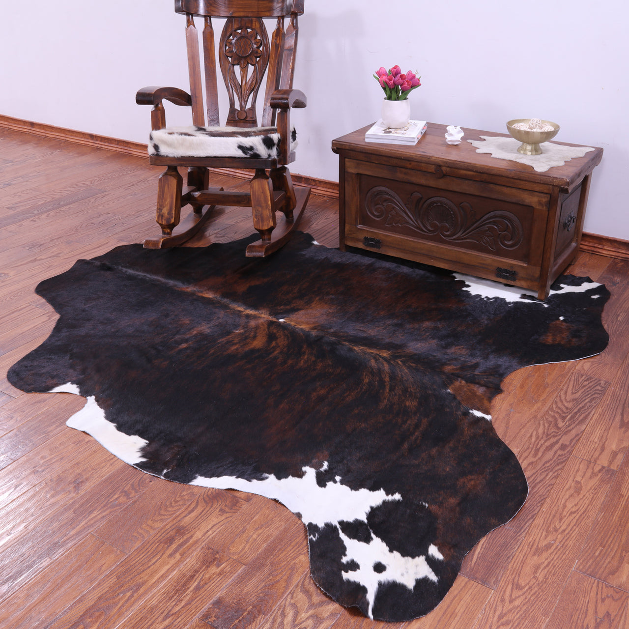 Dark Brindle Natural Cowhide Rug