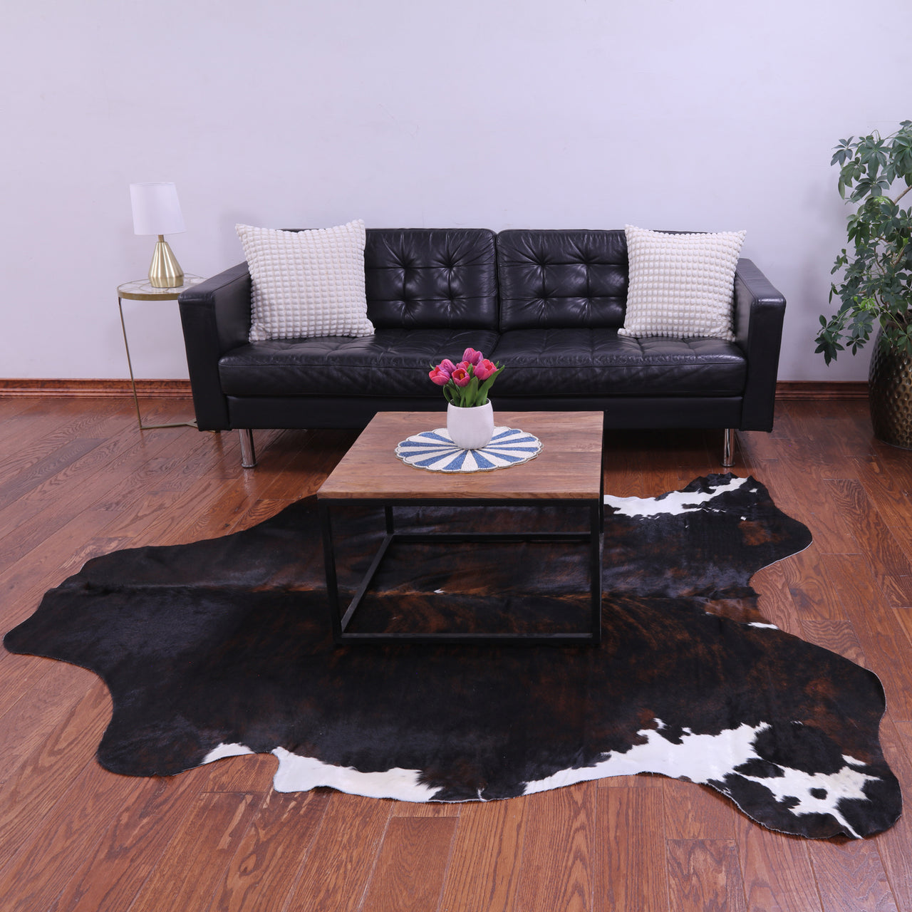Dark Brindle Natural Cowhide Rug