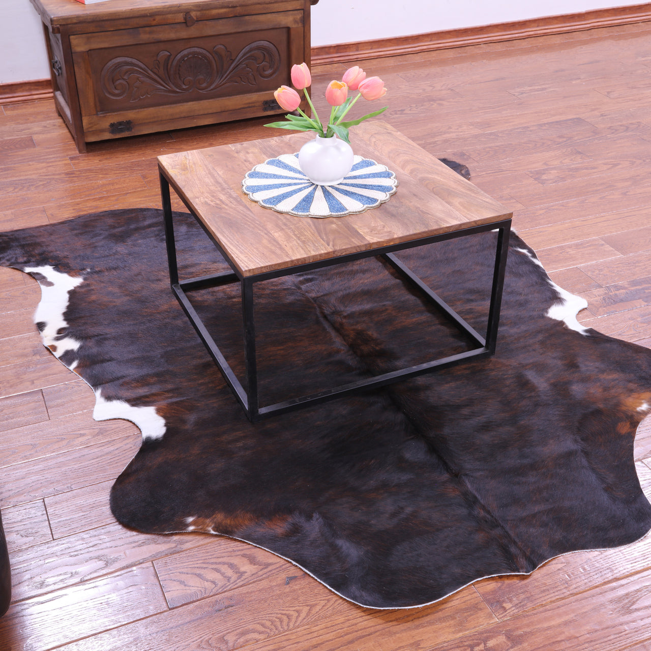 Dark Brindle Natural Cowhide Rug