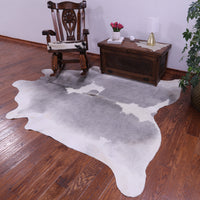 Thumbnail for Grey & White Natural Cowhide Rug