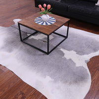 Thumbnail for Grey & White Natural Cowhide Rug