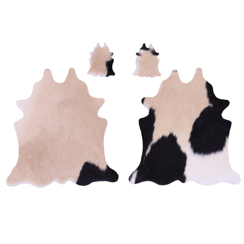 Tricolor Real Cowhide 2 Placemats With 2 Coasters - Set Of Two