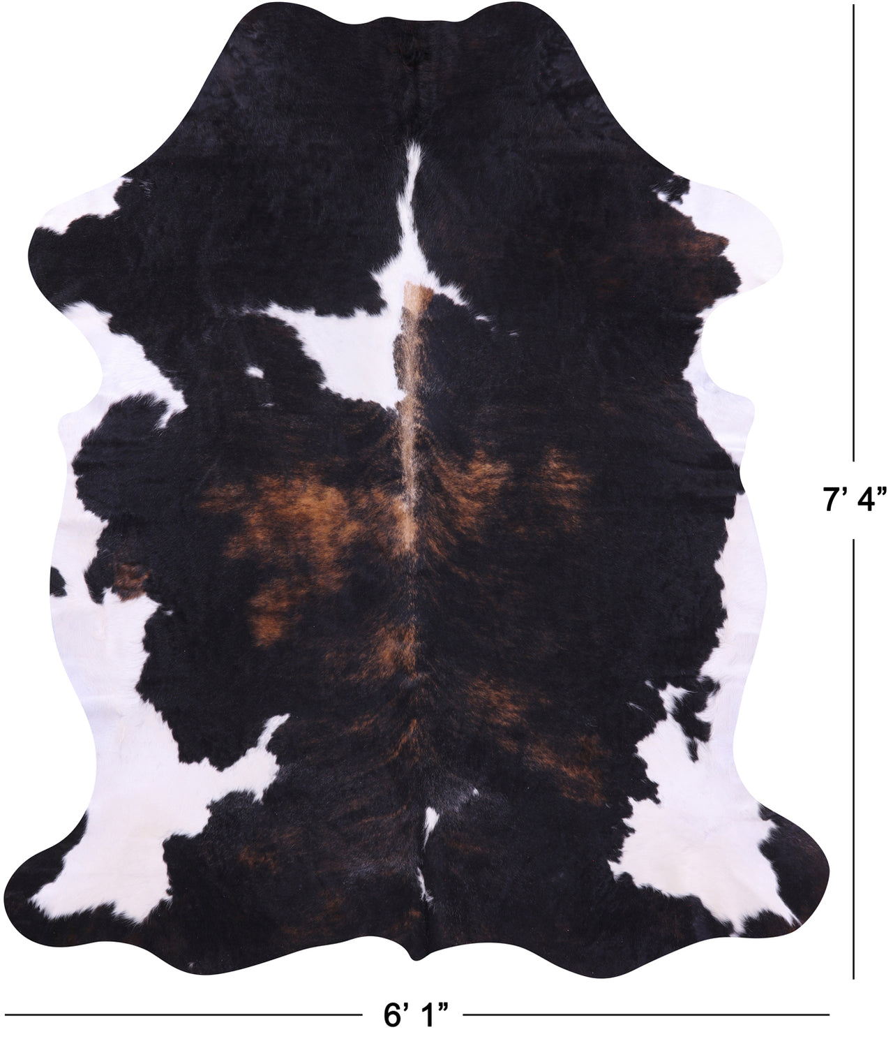 Tricolor Natural Cowhide Rug - XLarge 7'4"H x 6'1"W