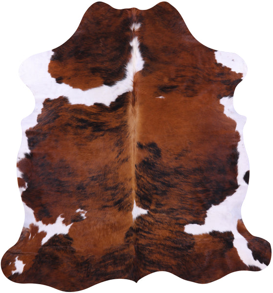 Brown & White Natural Cowhide Rug - XLarge 6'11"H x 6'6"W