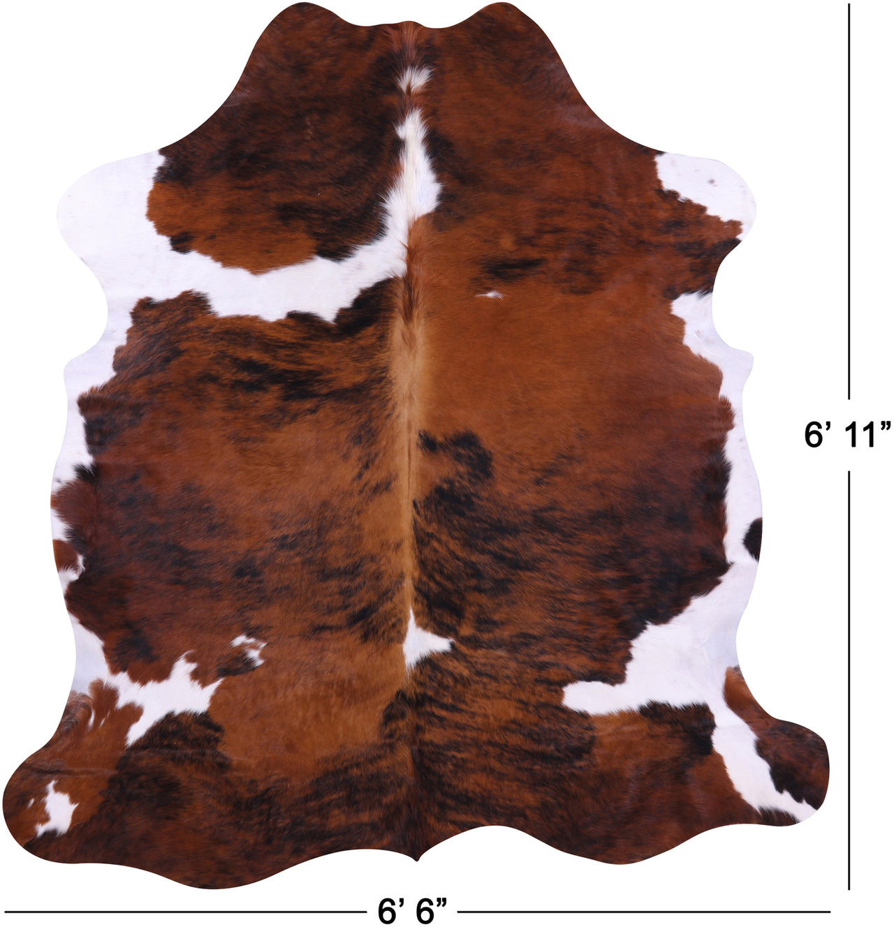 Brown & White Natural Cowhide Rug - XLarge 6'11"H x 6'6"W