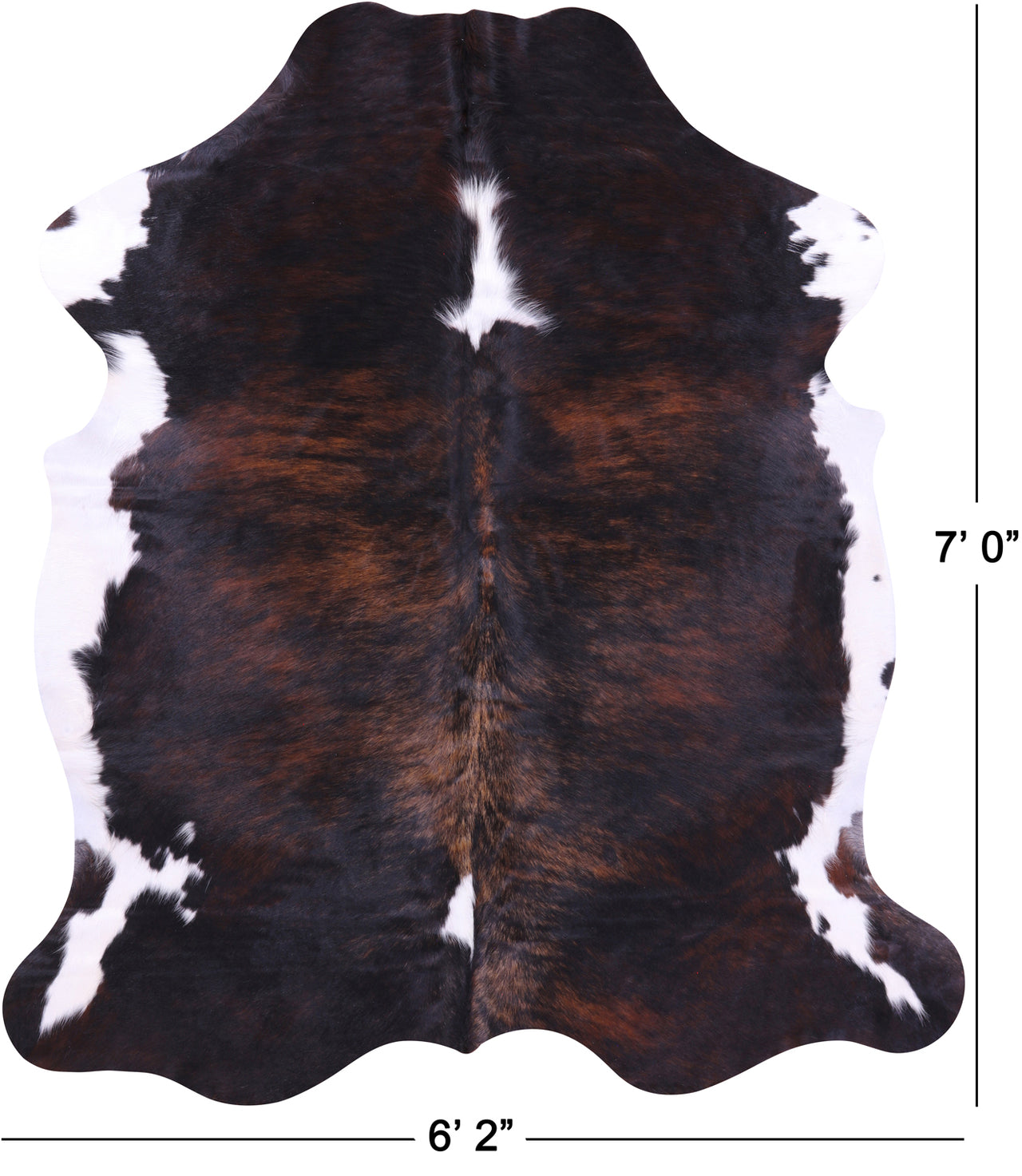 Tricolor Natural Cowhide Rug - XLarge 7'0"H x 6'2"W