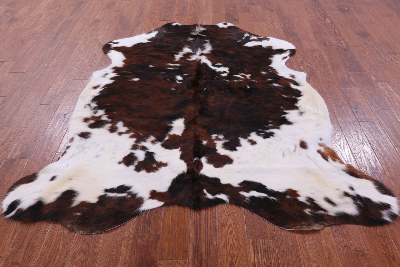 Brown & White Natural Cowhide Rug - XLarge 7'0"H x 6'3"W