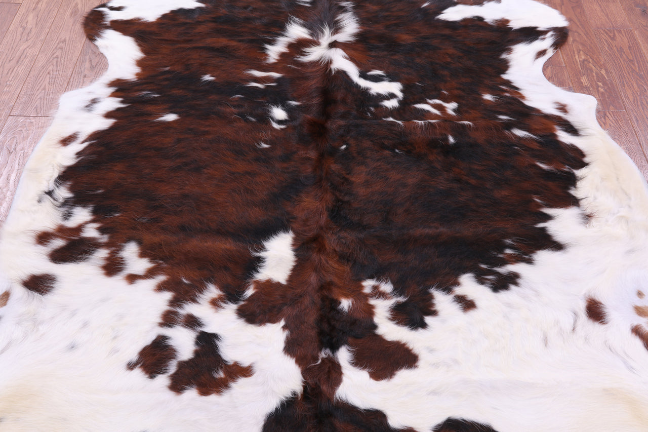 Brown & White Natural Cowhide Rug - XLarge 7'0"H x 6'3"W