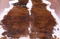 Thumbnail for Brown & White Natural Cowhide Rug - XLarge 7'2