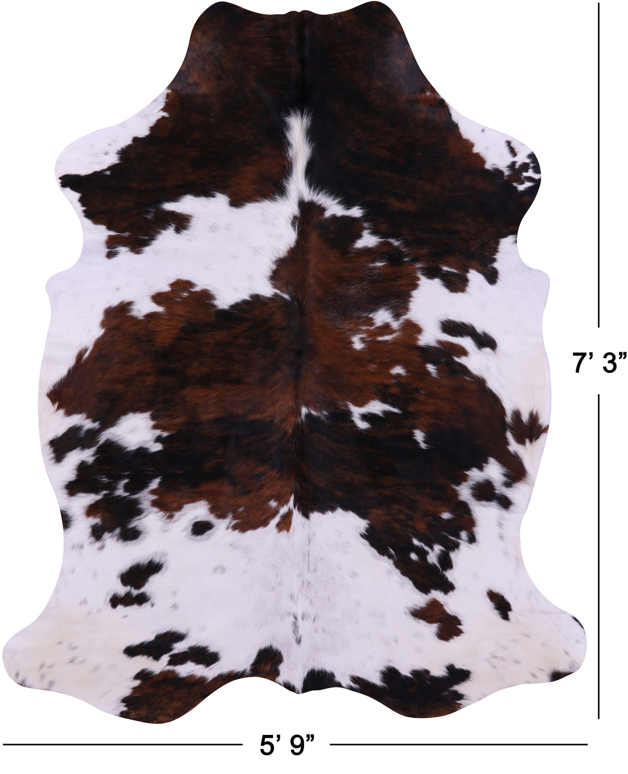 Tricolor Natural Cowhide Rug - XLarge 7'3"H x 5'9"W