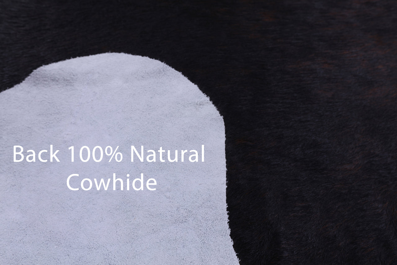 Black Brown Natural Cowhide Rug - XLarge 7'1"H x 5'9"W