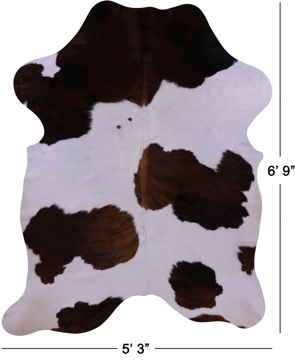 Brown & White Natural Cowhide Rug - Large 6'9"H x 5'3"W