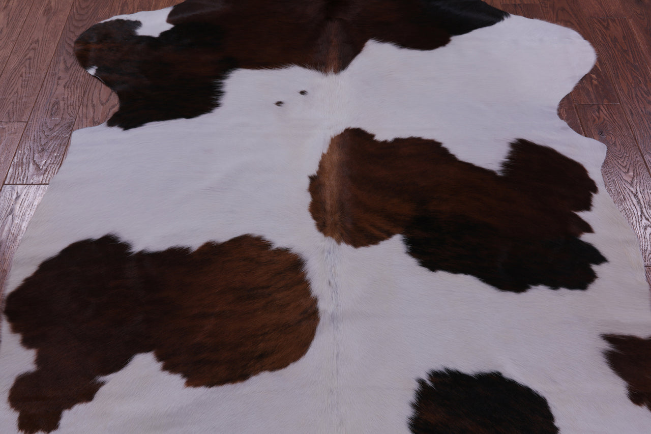 Brown & White Natural Cowhide Rug - Large 6'9"H x 5'3"W