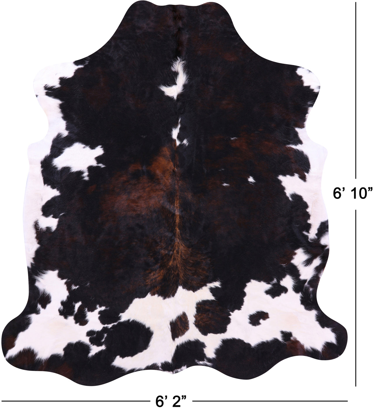 Tricolor Natural Cowhide Rug - Large 6'10"H x 6'2"W