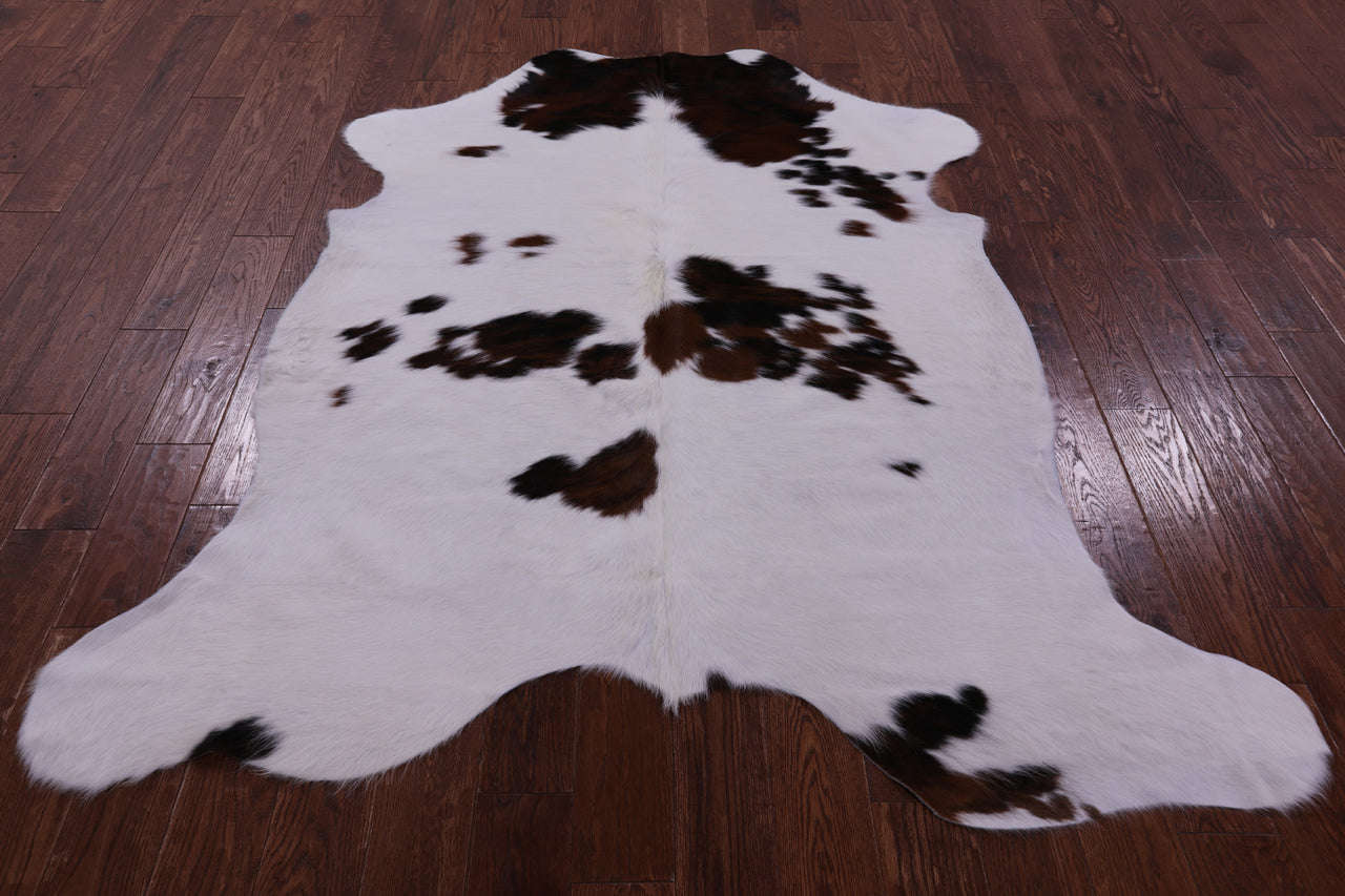 Brown & White Natural Cowhide Rug - Large 6'8"H x 5'10"W