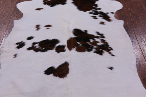 Brown & White Natural Cowhide Rug - Large 6'8