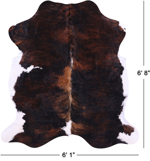 Tricolor Natural Cowhide Rug - Large 6'8