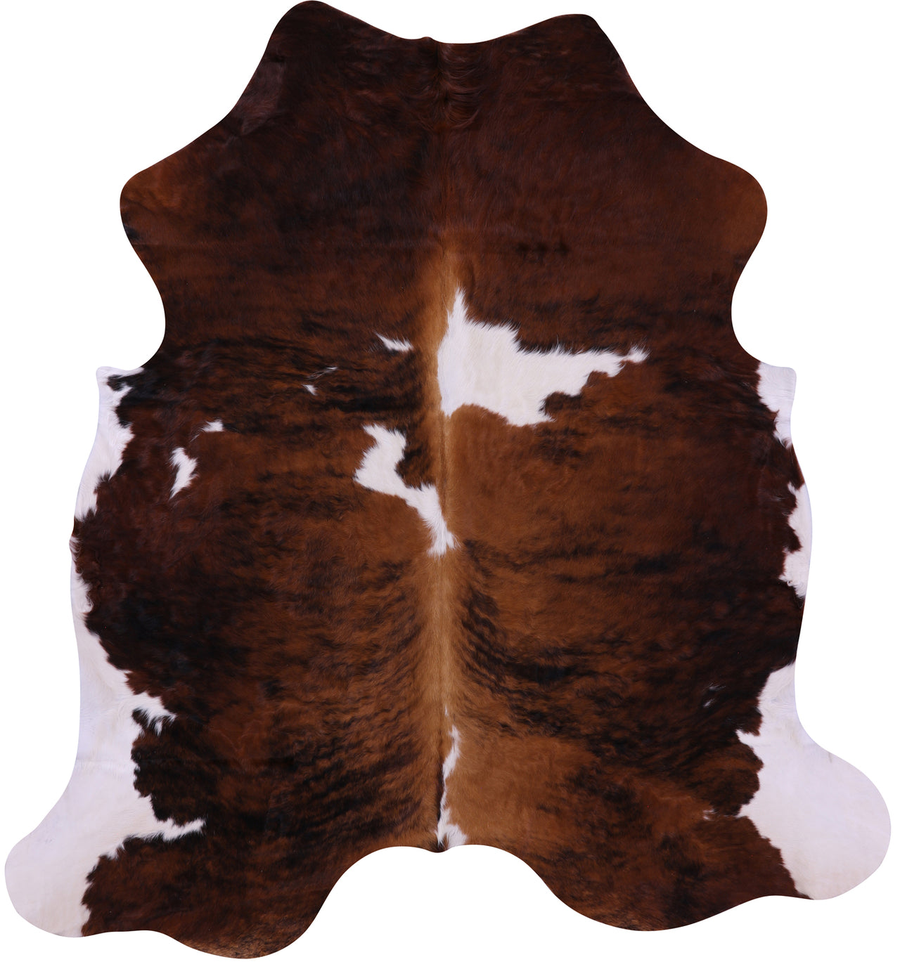 Brown & White Natural Cowhide Rug - Large 6'6"H x 5'11"W