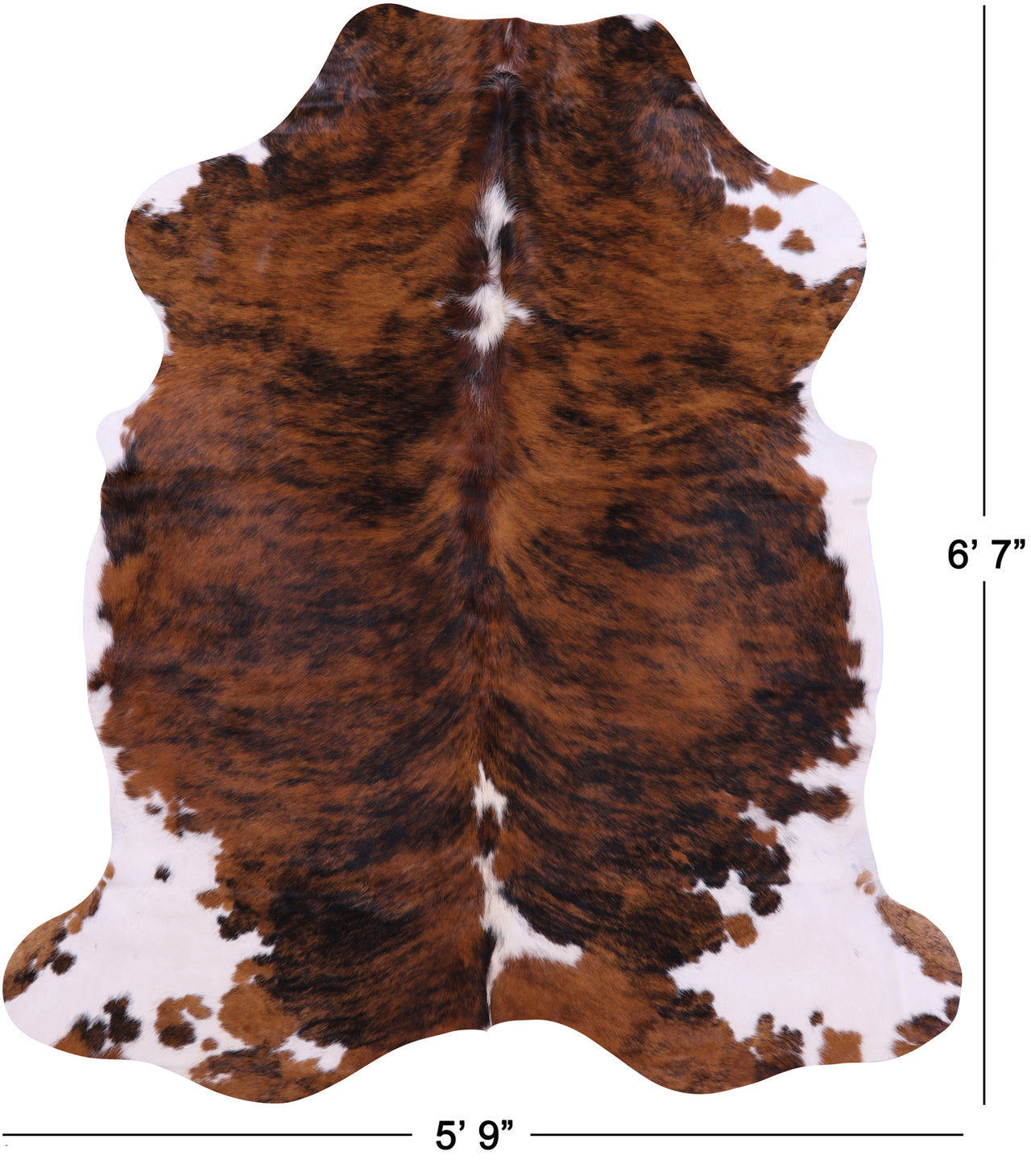 Tricolor Natural Cowhide Rug - Large 6'7"H x 5'9"W