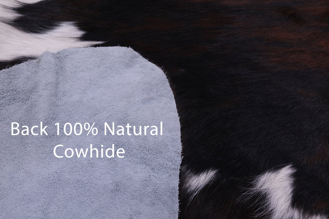 Tricolor Natural Cowhide Rug - Large 6'5"H x 6'3"W