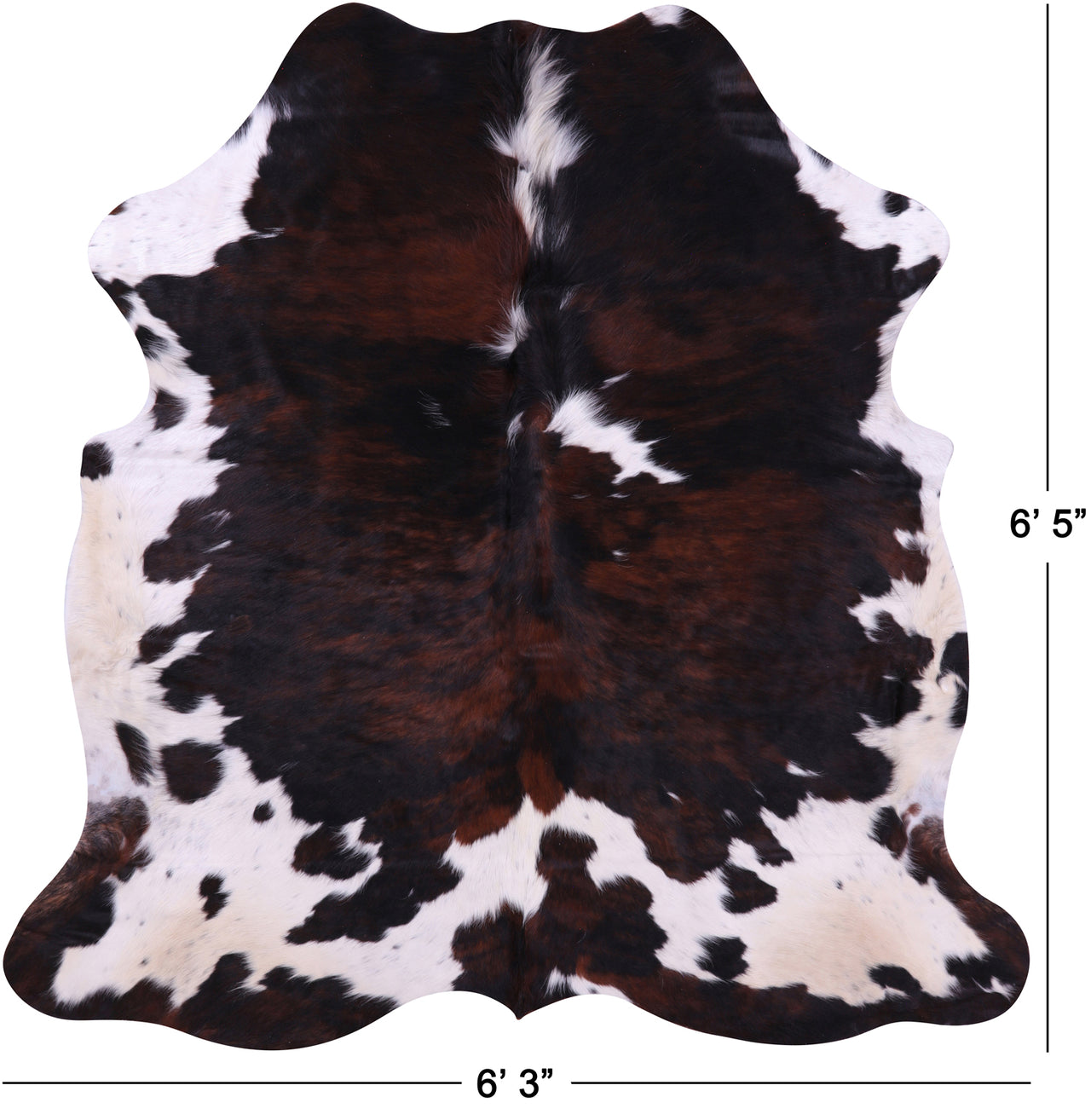 Tricolor Natural Cowhide Rug - Large 6'5"H x 6'3"W