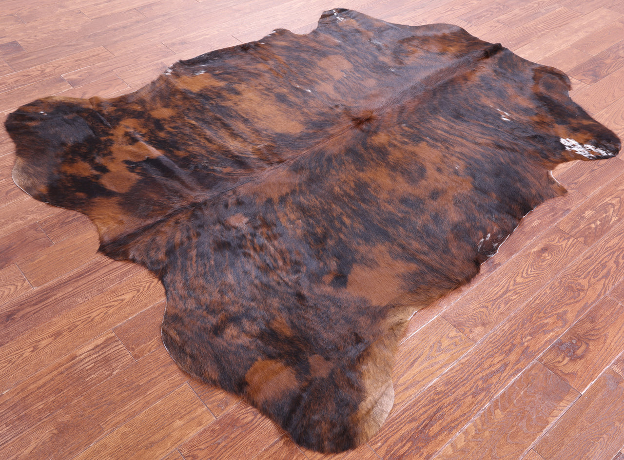 Brown Brindle Natural Cowhide Rug - Large 6'10"H x 5'10"W