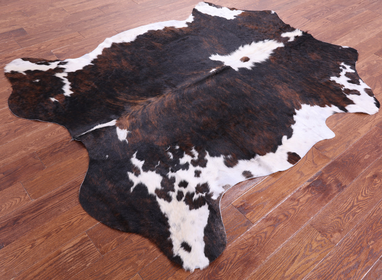 Brown & White Natural Cowhide Rug - Large 6'8"H x 5'6"W