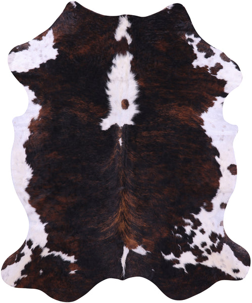 Brown & White Natural Cowhide Rug - Large 6'8"H x 5'6"W