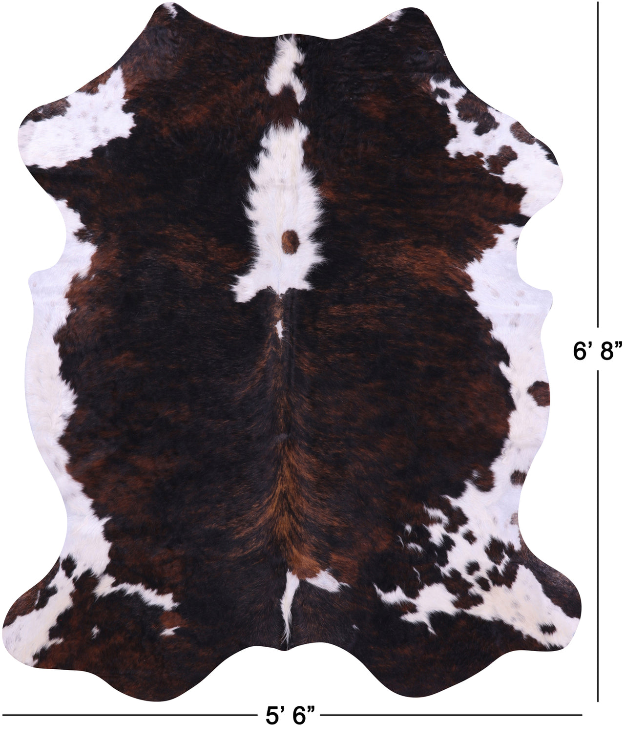 Brown & White Natural Cowhide Rug - Large 6'8"H x 5'6"W