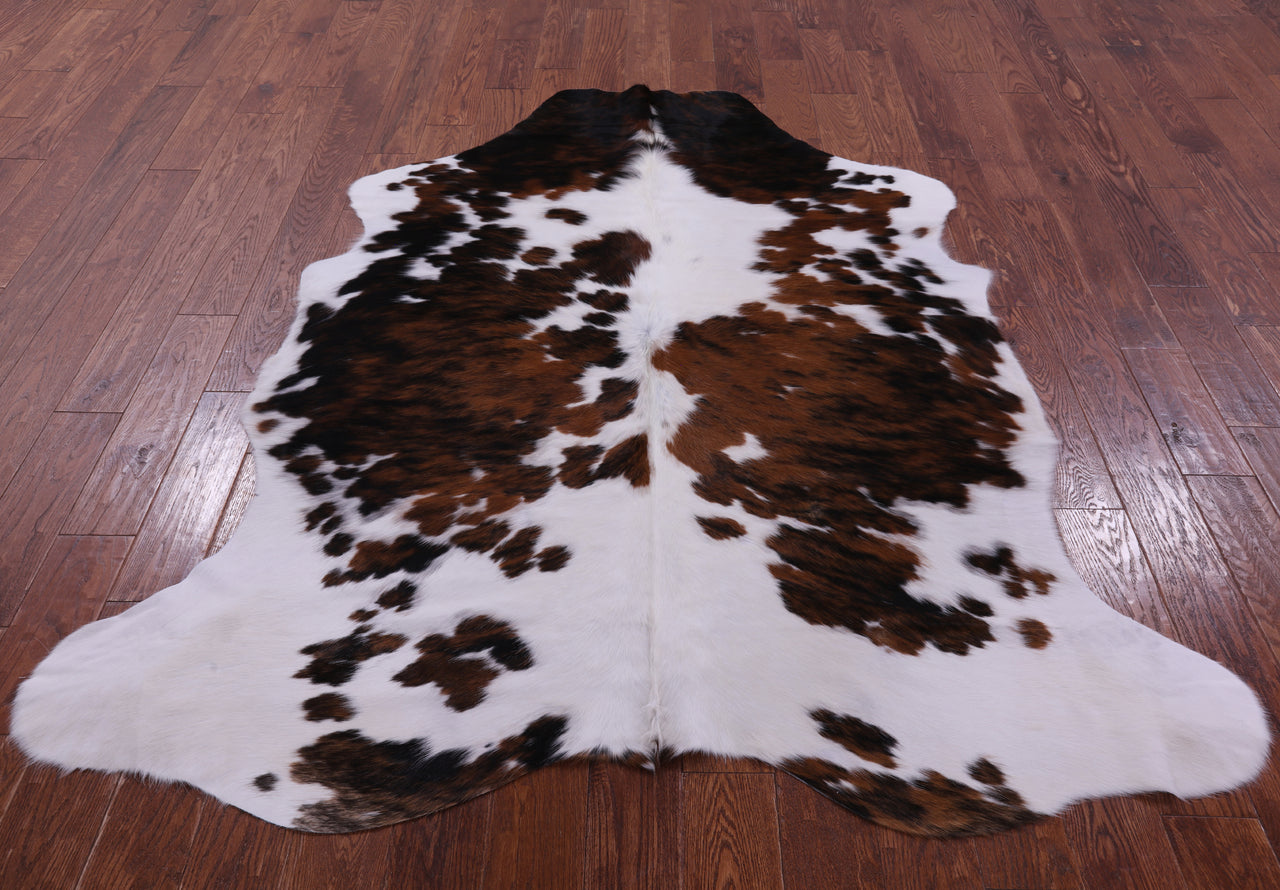 Tricolor Natural Cowhide Rug - Large 6'8"H x 5'10"W