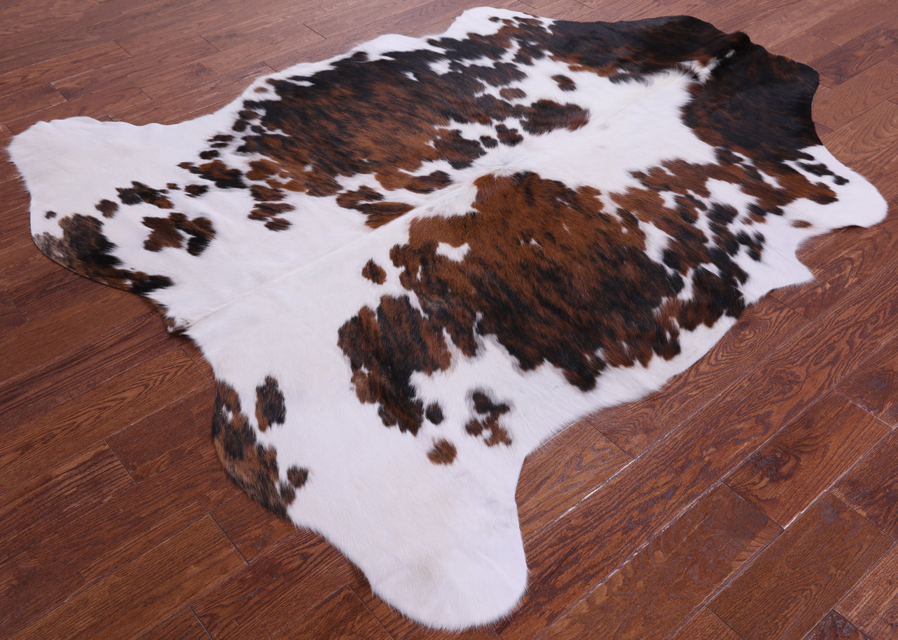 Tricolor Natural Cowhide Rug - Large 6'8"H x 5'10"W