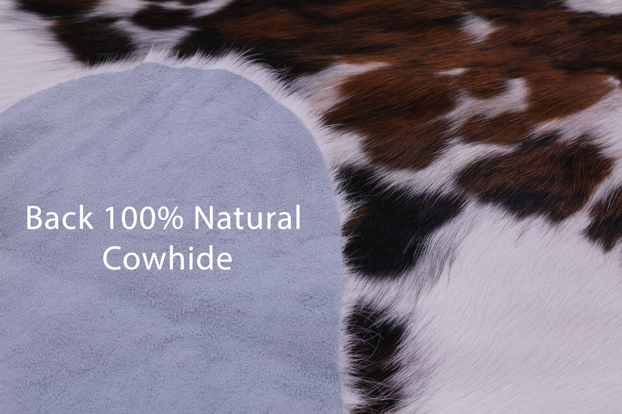 Tricolor Natural Cowhide Rug - Large 6'8"H x 5'10"W